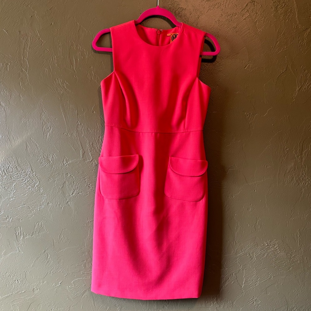 Tory Burch Solid Coral Fletcher Sheath Dress Size 4